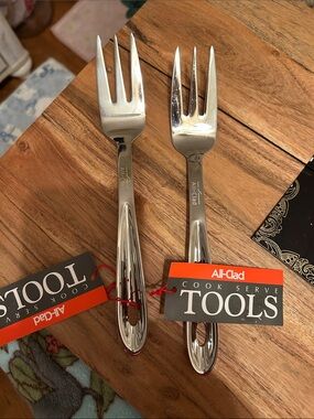 All-Clad Stainless Steel Serving Forks - Set of 2 - Silver new